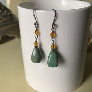 Lovely Silpada Turquoise Stone Glass Bead Earrings